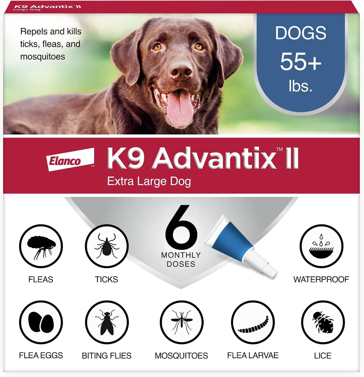 K9 Advantix II Flea and Tick Treatment for Extra Large Dogs – 6 Doses
