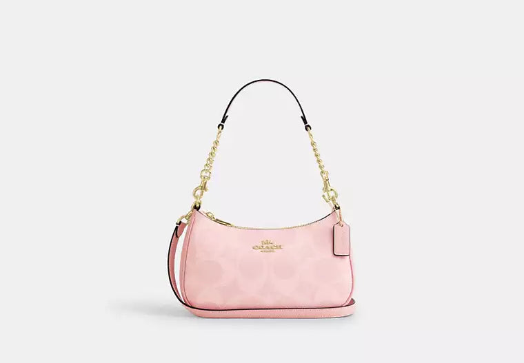 COACH Teri Shoulder Bag in Signature Canvas – Gold/Powder Pink
