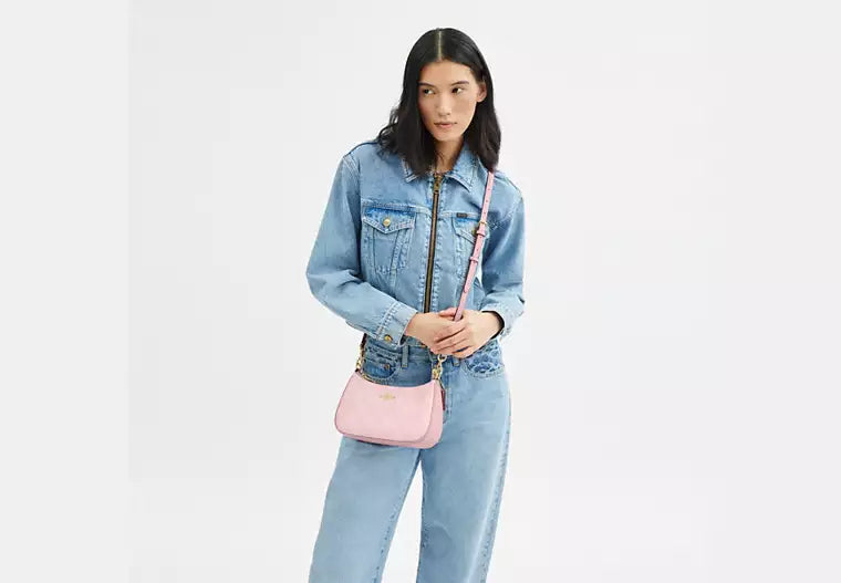 COACH Teri Shoulder Bag in Signature Canvas – Gold/Powder Pink