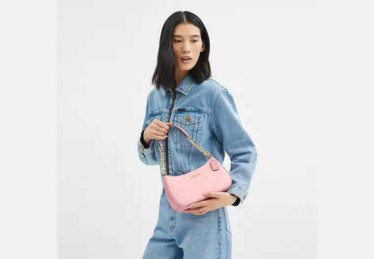 COACH Teri Shoulder Bag in Signature Canvas – Gold/Powder Pink