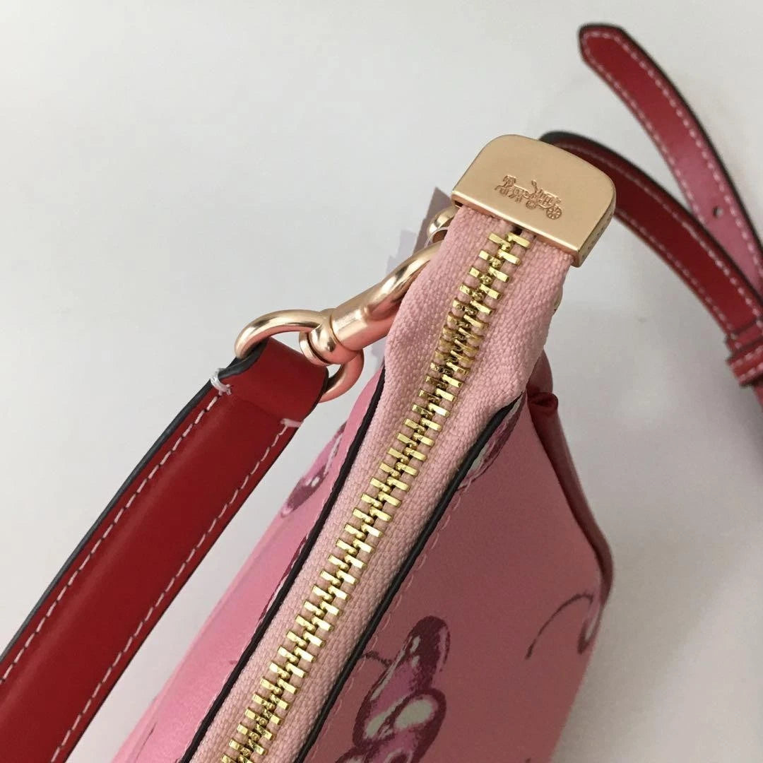 Coach CR290 Teri Shoulder Bag – Pink Cherry Print Coated Canvas with Leather Details