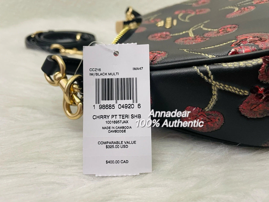 NWT Coach Teri Shoulder Bag CCZ16 Cherry Print Gold Black Multi