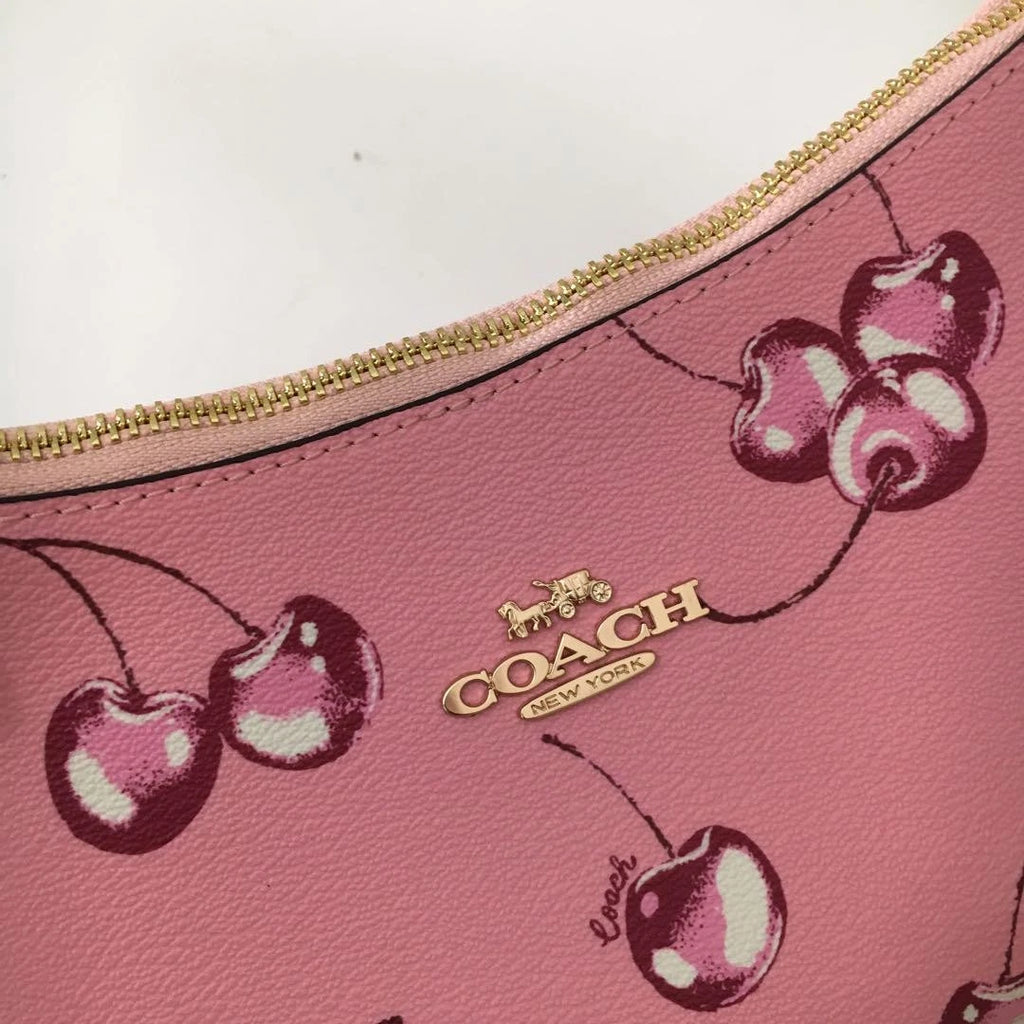 Coach CR290 Teri Shoulder Bag – Pink Cherry Print Coated Canvas with Leather Details