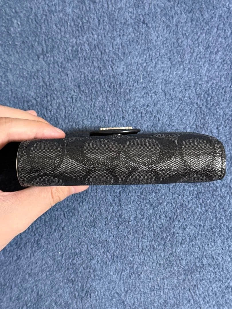 Coach Black Signature Wallet with Snap Closure – Classic Designer Wallet