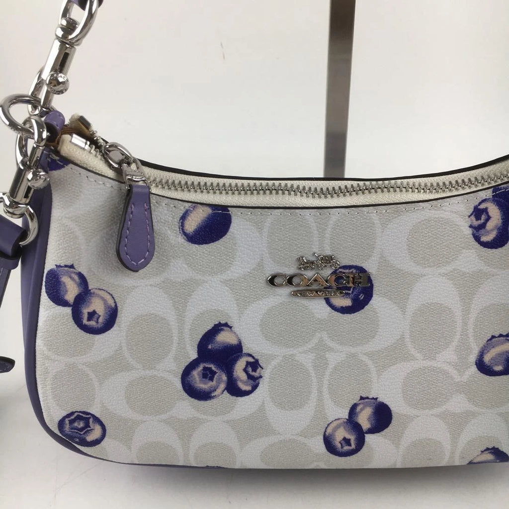 Coach Teri 2-Way Shoulder Bag Signature Canvas Blueberry Print CR292
