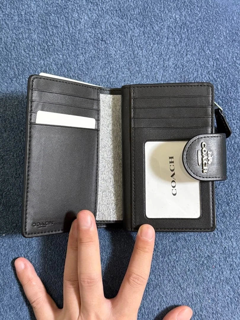 Coach Black Signature Wallet with Snap Closure – Classic Designer Wallet