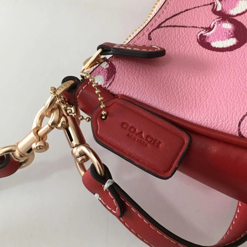Coach CR290 Teri Shoulder Bag – Pink Cherry Print Coated Canvas with Leather Details