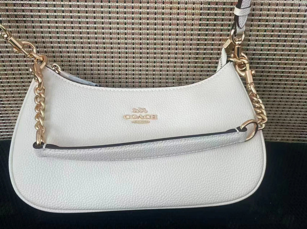 COACH Teri 2Way Shoulder Bag CA548 – Signature Canvas & White Smooth Leather