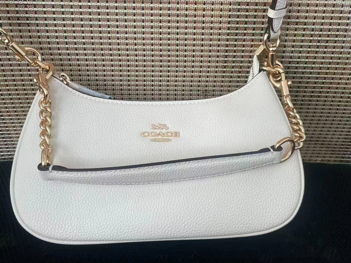 COACH Teri 2Way Shoulder Bag CA548 – Signature Canvas & White Smooth Leather