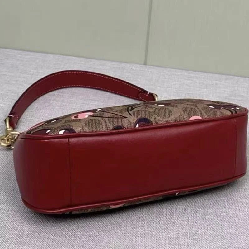 COACH CY694 Teri Shoulder Bag – Signature Canvas Cherry Print Tan Brown