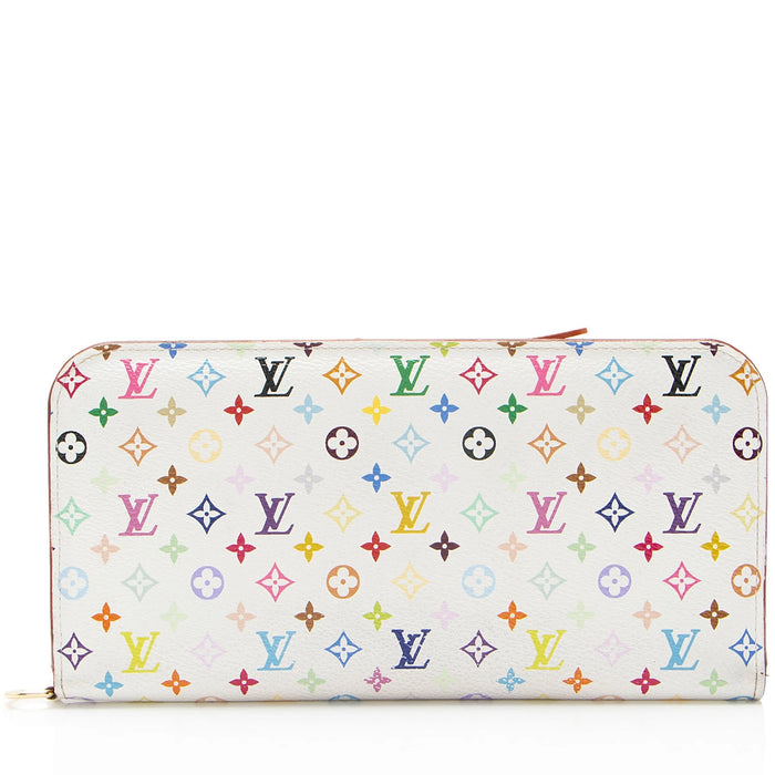 White Multicolor Monogram Zip-Around Wallet – Colorful Designer Style