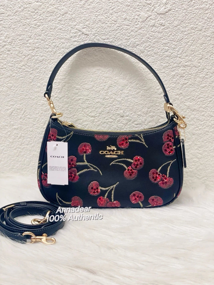 NWT Coach Teri Shoulder Bag CCZ16 Cherry Print Gold Black Multi