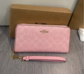 COACH Long Zip Around Wallet CW778 – Signature Canvas Powder Pink
